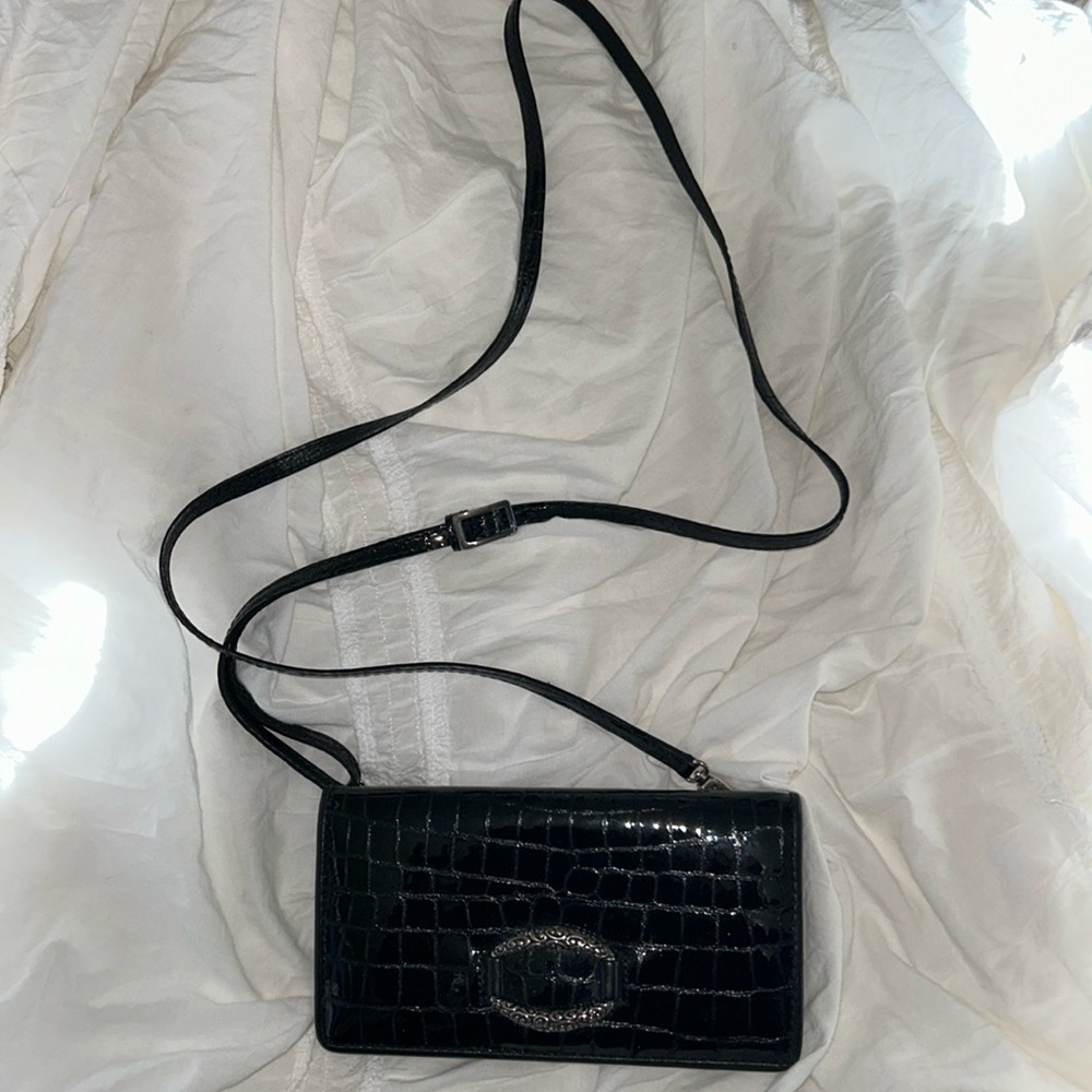 Beautiful black patent leather BRIGHTON CROSSBODY WALLET /PURSE